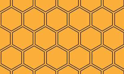 abstract geometric outline hexagon pattern on orange.