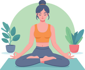 Woman doing Ashtanga vinyasa yoga lotus position flat vector