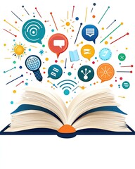 Obraz premium Strategic Speech Art Concept Leader's Persuasive Talk Design Creative illustration of open book with ideas.