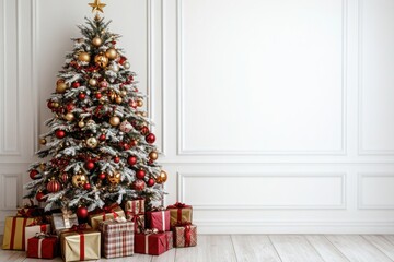 Beautifully Decorated Christmas Tree with Gifts
