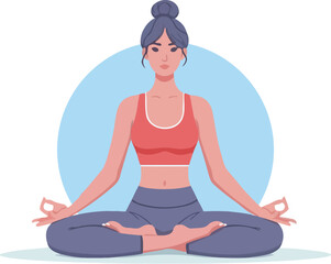 Woman doing Ashtanga vinyasa yoga lotus position flat vector