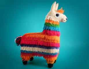 Wandcirkels Lama handmade wool lama pinata isolated on solid background  © namdarcreative