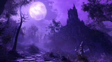 Mysterious Castle in the Moonlight