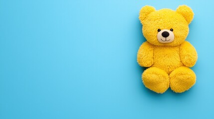 Yellow Teddy Bear Plush Toy on Blue Background   Kids Room Decor  Childrens Toy  Cute Anim