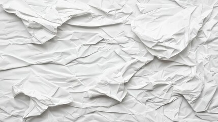 Obraz premium Crumpled White Paper Texture Background Abstract Wrinkled Grunge Minimalist Design