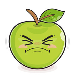 green apple hurt face cartoon cute