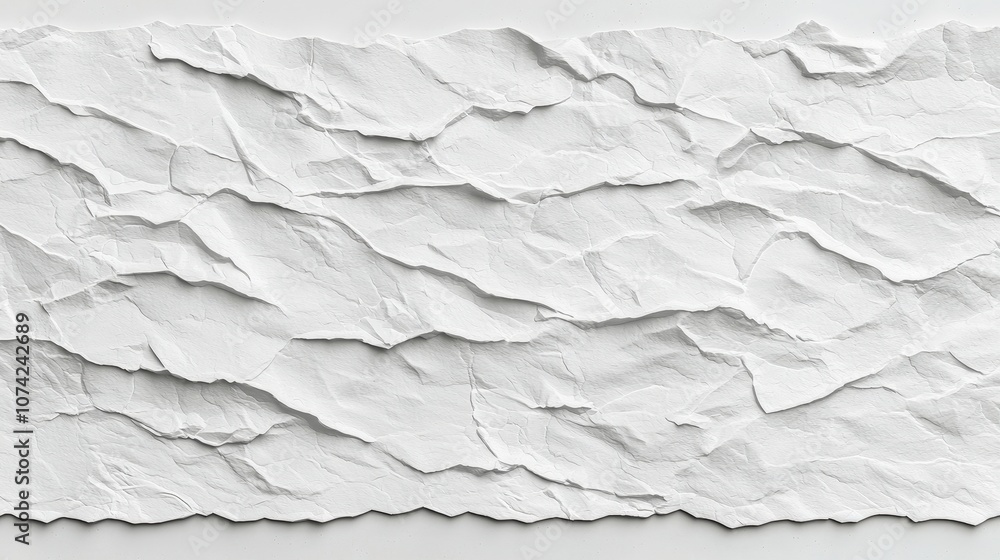 Poster crumpled white paper texture background abstract design element