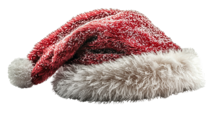 PNG, Santa Claus and red sack, santa hat isolated on white background, generated by artificial intelligence.