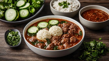 Delicious Beef Noodle Soup with Corn and Cucumber   Asian Cuisine Food Photography