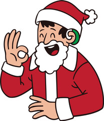 Character Illustration of a Disable Santa Claus, Christmas Cartoon Character