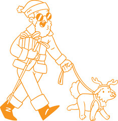 Line Art Illustration of a Disable Santa Claus, Coloring page christmas