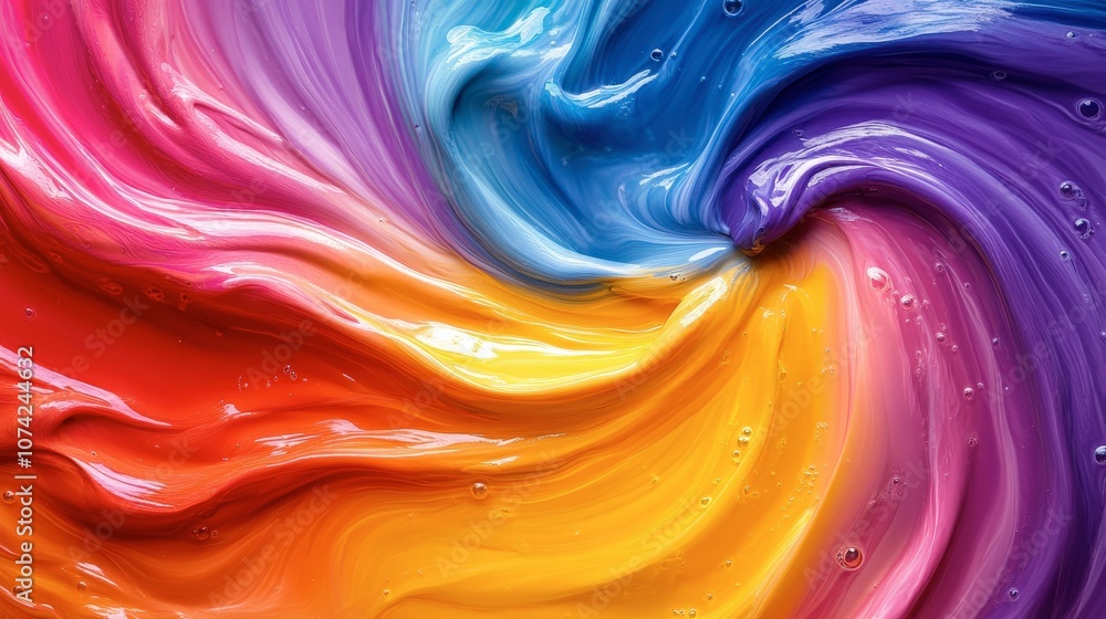 Poster vibrant abstract swirl of colorful paint blending together in a dynamic and energetic motion creatin