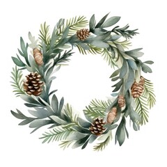 Fototapeta premium Wreath christmas plant white background.