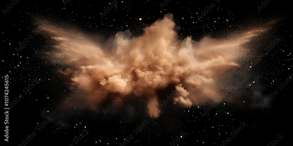Aufkleber Brown powder exploding in the outer space creating a nebula