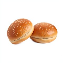 Freshly Baked Sesame Burger Buns Isolated on White Background