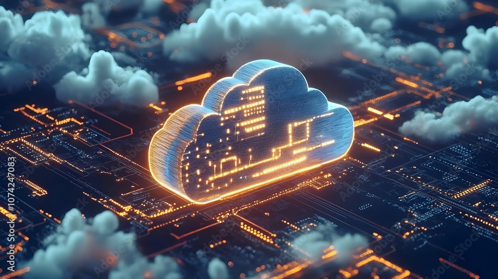 Wall mural neon data cloud technology information systems abstract background
