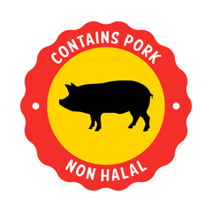 Vector Contains Pork Non Halal Badge Label