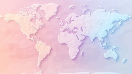 Obraz premium World map with a pastel color scheme, soft gradients filling in the continents