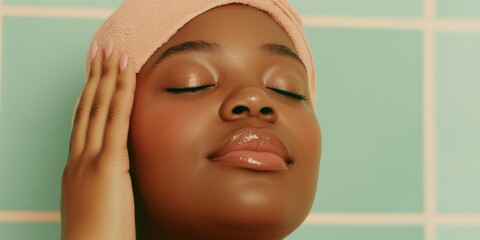 Inclusive Skincare Plus-Size Individual Embracing Beauty in Modern Bathroom Setting