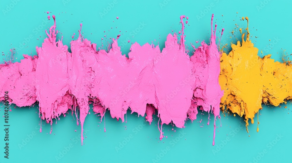 Poster Abstract Colorful Paint Splashes on Turquoise Background   Creative Design Element