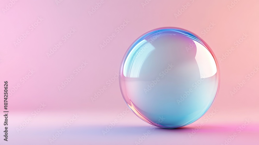 Poster glossy 3d ball render showcasing a modern magical design with a simplified empty space on a plain ba