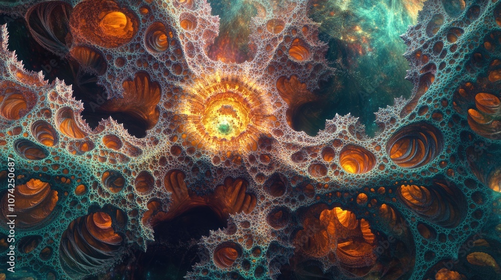 Poster mesmerizing fusion reactor complex textures vivid colors and stunning forms showcased in remarkable 
