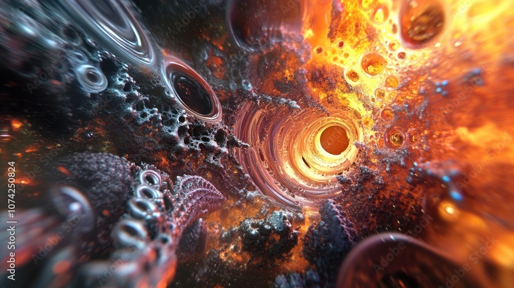 Poster mesmerizing fusion reactor complex textures vivid colors and stunning forms showcased in remarkable 