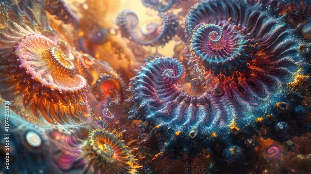 Poster mesmerizing fusion reactor complex textures vivid colors and stunning forms showcased in remarkable 