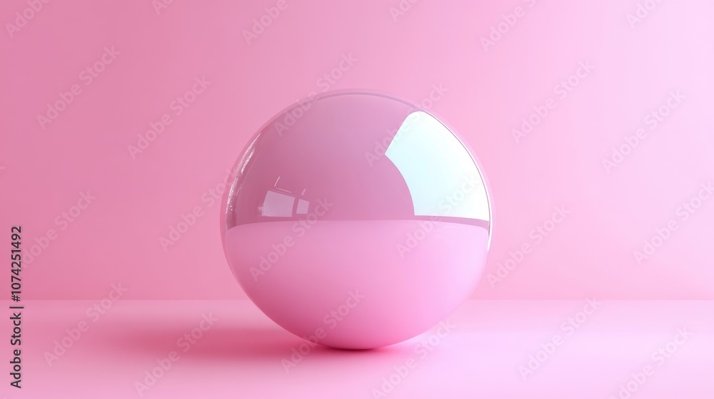 Poster glossy 3d ball render showcasing a modern magical design with a simplified empty space on a plain ba