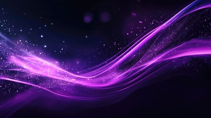 Fototapeta premium Vibrant purple light streaks against a dark backdrop featuring dynamic trails and sparkling particles