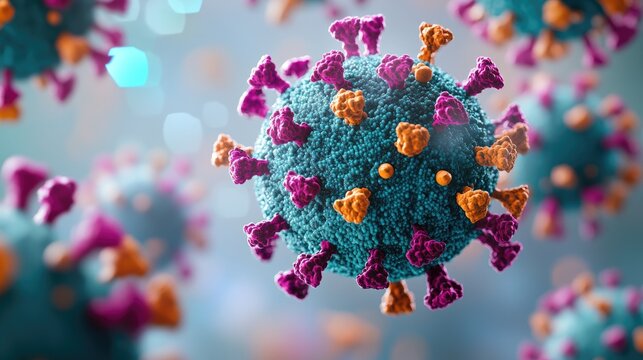 Realistic structure of a cytomegalovirus organism Molecular representation of viral infection AI generated visualization