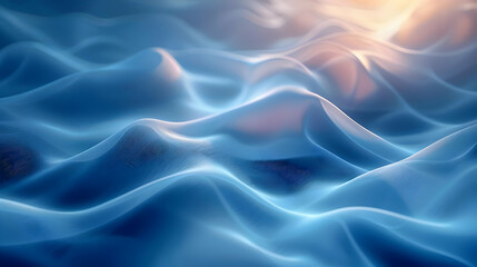 Fototapeta premium Abstract Blue Wavy Background - 3D Render