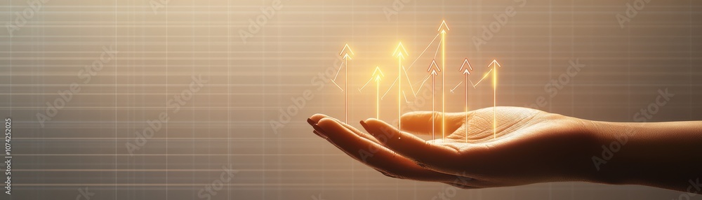 Poster a hand holding glowing data visualizations and graphs.