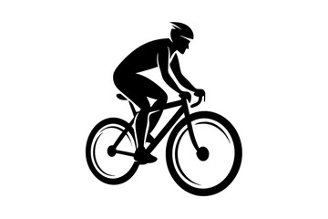 Fototapeta premium A bicycle riding bike cyclist in silhouette vector logo.