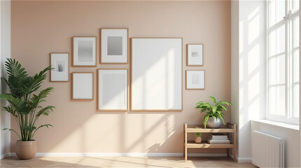 A frame decorated in a bright and cozy living room.