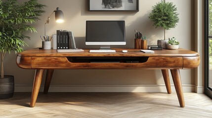Well-Organized Isolated Workspace Desk with Ample Copy Space for Professional and Creative Use
