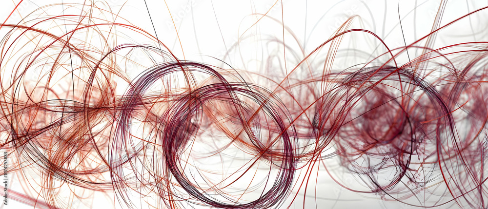 Poster abstract lines and circles create dynamic patterns in red shades, offering creative inspiration and 