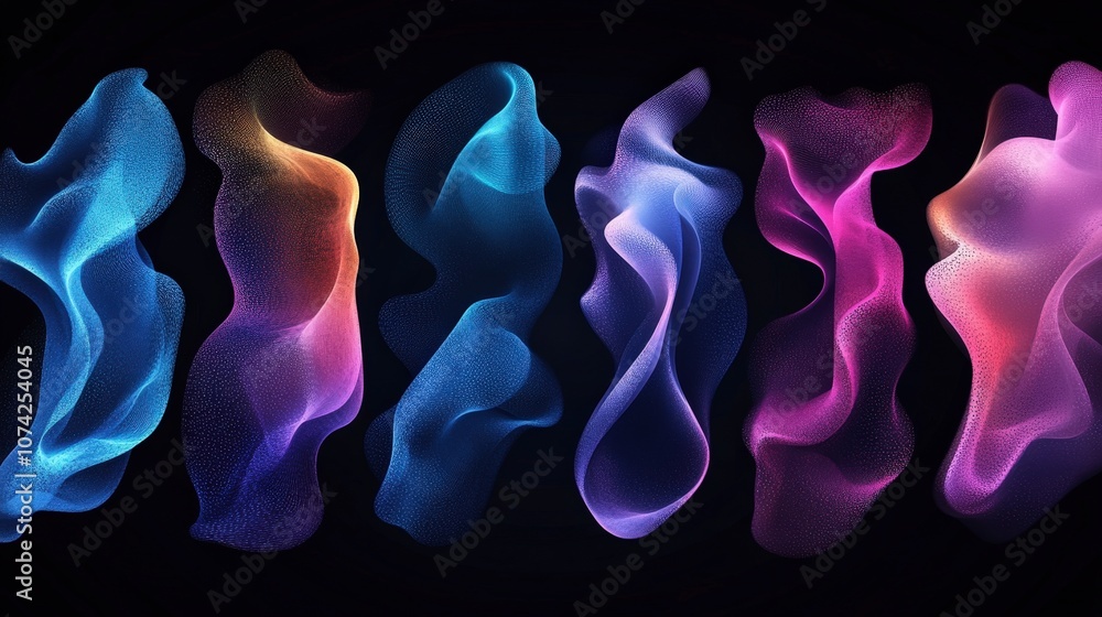 Poster abstract colorful waves design in a dark background for modern art and digital projects featuring fl