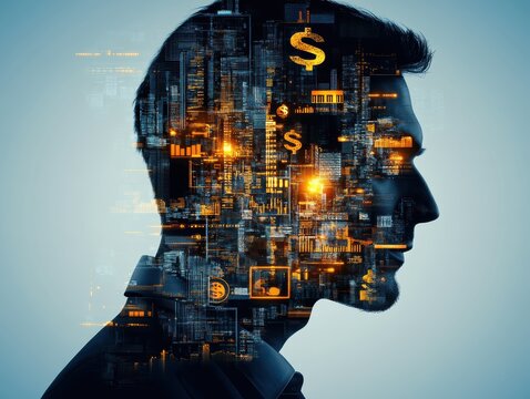 A conceptual image depicting the fusion of technology and finance in modern society.