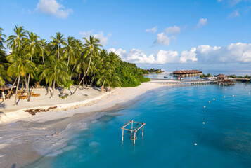 Aerial views of Gaafu Dhaalu Atoll Maguhdhuvaa Island, Maldives
