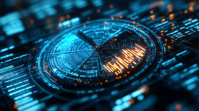 pie chart, symbolizing data analysis, business strategy, and decision-making. The chart's vibrant colors and segmented design convey growth, balance, and financial insights