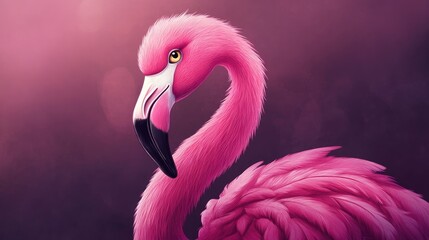 Cute pink flamingo 2D cartoon illustration