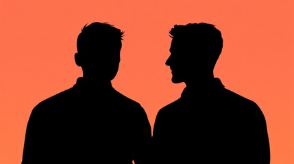 Silhouette illustration of two men together in a cartoon style