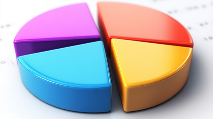 Fototapeta premium pie chart, symbolizing data analysis, business strategy, and decision-making. The chart's vibrant colors and segmented design convey growth, balance, and financial insights