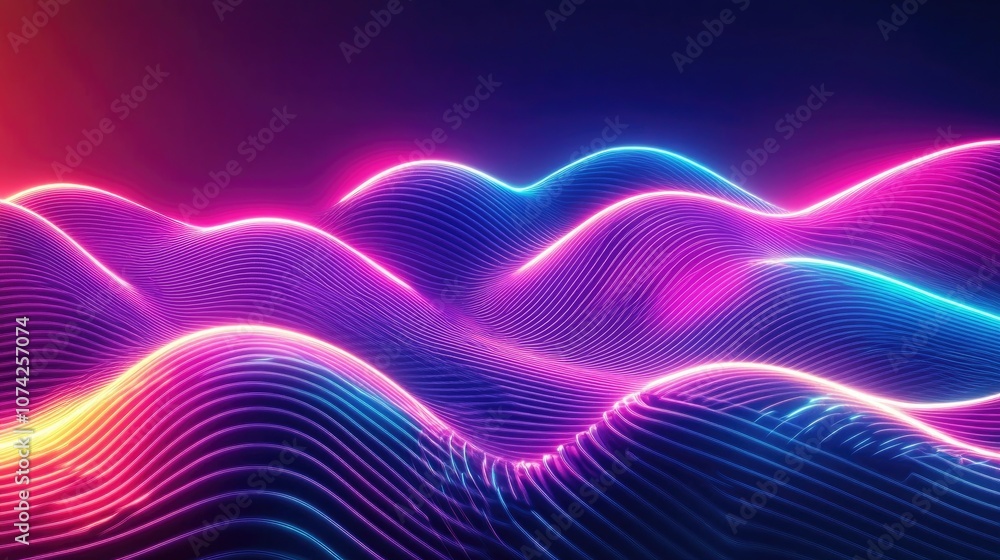 Poster dynamic neon light motion flowing glowing lines abstract futuristic design minimalist modern 3d effe