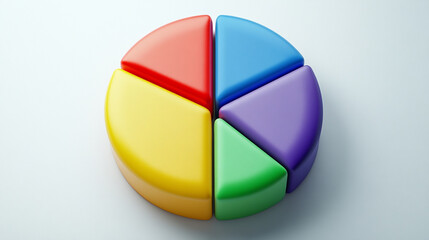 Fototapeta premium pie chart, symbolizing data analysis, business strategy, and decision-making. The chart's vibrant colors and segmented design convey growth, balance, and financial insights