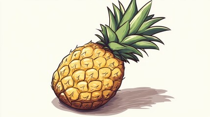 Obraz premium Hand drawn tropical pineapple illustration in a playful 2D cartoon style