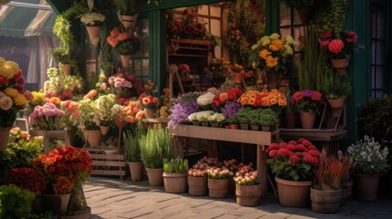 Fototapeta premium A Colorful Flower Shop Display