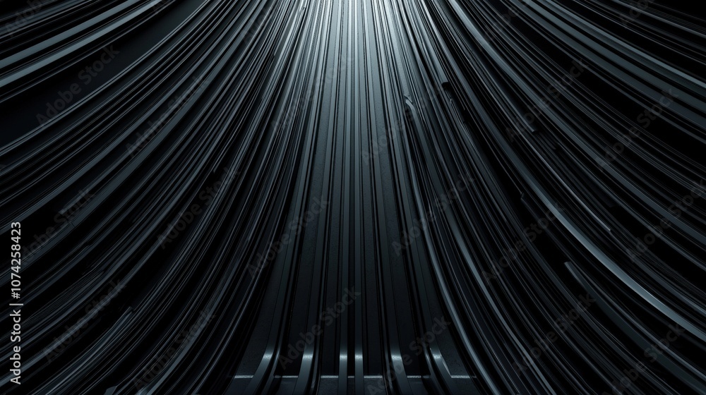Poster abstract black curved lines 3d render futuristic design background