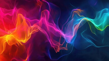Vibrant neon light background featuring abstract lines conveying a sense of magical energy